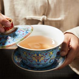 280ML Jingdezhen Ceramic Gaiwan Tea Tureen Chinese Traditional Tea Bowl Master Teacup Porcelain Drinkware Teaware Accessorie