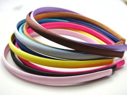 10 Mixed Colour Plastic Headband Covered Satin Hair Band 9mm for DIY Craft