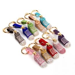 Korean version diamond-studded sports shoes car key ring with diamond shoes key ring Flash diamond women's bag pendant