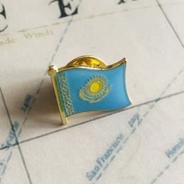 KAZAKHSTAN National Flag Embroidery Patches Badge Shield And Square Shape Pin One Set On The Cloth Armband Backpack Decoration