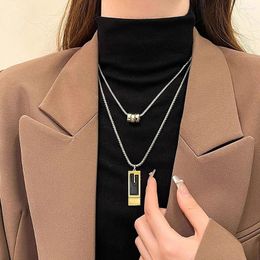 Pendant Necklaces Double-Layer Stacked Three-Ring Sweater Chain Women's Gold And Silver Colour Long Men's Trend Necklace Jewellery Accessories