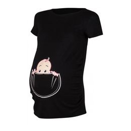 Maternity Premium Stretch Pregnant Women Short Sleeve Cute Baby Print Tops T-shirt Pregnancy Clothes Funny Top
