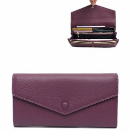 sc Fi Genuine Leather Women Lg Wallet Brand Design Functial Card Holder Clutches Zipper Phe Coin Pocket Cowhide Purse e7st#