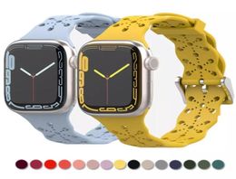 Soft Silicone Lace Designer Straps For Apple watch Series 7 6 2 3 4 5 Bands Women iWatch 45mm 41mm 38MM 42MM 40MM 44MM Band Strap 9085209