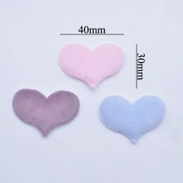 50Pcs 40*30mm Padded Plush Furry Felt Heart Applique for DIY Headwear Hair Clips Bow Accessory Handmade Clothes Hat Shoes Decor