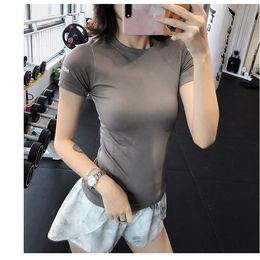 Yoga Crop Top Sports Jacket Women's Summer Short Sleeve Clothes Running Red T-shirt Yoga Clothes Top Deportivo Mujer Camisetas