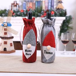 Personalized Christmas Gnome Wine Bottle Cover Party Favor Gift Bag Christmas Wine Bottle Cover Wrap Gnomes Christmas Decoration