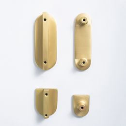 Nordic Light Luxury Style Solid Brass Furniture Handle Matte Gold Wardrobe Door Knobs Kitchen Cabinet Hardware Creative Pulls