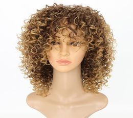 Kinky Curly Wigs for Black Women Blonde Synthetic Hair Color T2730 Blonde Afro Wig 16 Inches9705839