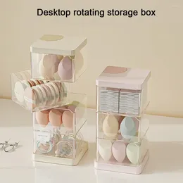 Storage Boxes Multi-layer Rotary Powder Puff Box Transparent Cotton Beauty Cosmetic Square Egg Dustproof Organiser M7F4