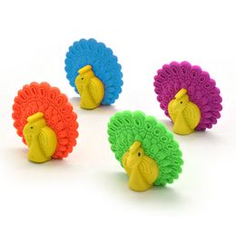 1 Piece Multicolor Kawaii Peacock Animal Modeling Eraser Toy Removable Student Prizes Christmas Gifts School Office Supplies
