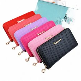 ladies Zipper Purse Large Capacity Practical Hand Wallet Woman PU Leather Fi Female Lg Secti Wallet s0kc#