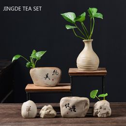 Antique Purple Clay Tea Pet Ornaments Boutique Hydroponic Flower Pot Decorations Creativity Home Office Desktop Decor Crafts