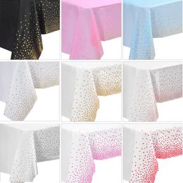 1pack Party Table Cloths Disposable, Gold Dot Confetti Rectangular Table Covers for Parties Thanksgiving Christmas Wedding