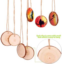 Natural Wood Slices 20 Pcs 6-8 cm Craft Wood Kit Unfinished Predrilled Wooden Tree Slices for Art DIY Crafts Christmas
