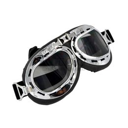BJMOTO Motocross Glasses Pilot Old School Ski Goggles Bike Cycling Goggle Motocycle Glasses Sunglasses For Half Open Face Helmet
