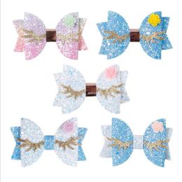 Baby Girls Sequin hair clip Sweet glitter Gold angel wings Flower Girls princess barrettes Children Fashion Butterfly Hair accesso187e