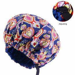 New Extra Large Satin Lined Bonnet Women Big Size Beauty Print Satin Silk Bonnet Sleep Night Caps Head Cover Bonnet Wholesale