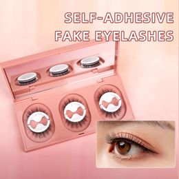 3 pairs Lazy Glue-free Paste Firmly Does Not Fall Off Eyelash Self-adhesive False Eyelashes with Brown rectangle Box