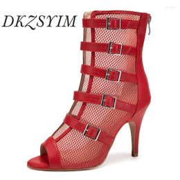 Dance Shoes DKZSYIM Women High Heels Sexy Stilettos Latin Party Boots Red/Beige Salsa Dancing Ballroom Gilrs 2024