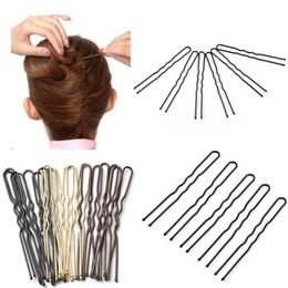 50 Pcs/Bag 6cm U Shaped Alloy Hairpins Waved Hair Clips Simple Metal Bobby Pins Barrettes Bridal Hairstyle Tools Hair Pins