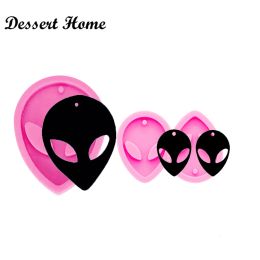 DY0070 DIY Alien Earrings/Necklaces/Keychain Pendants Epoxy Resin Molds Silicone Mold Jewelry Making, Chocolate Cake Molds
