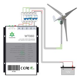 600W 12V 24V Auto IP67 Wind Turbine Generator Charge Discharge Controller Windmill Regulator For LiFePO4 LFP Lead-Acid Battery