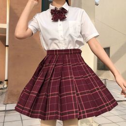 Japanese School Girl JK Uniform Pleated Skirts Full Set Sailor Seifuku Girl Skirt Set Plaid Skirt Suit School Student Clothes