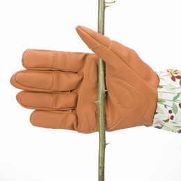 1Pair Breathable Gloves Floral Print Faux Leather Garden Gloves for Women Non-Slip Cleaning Gloves Gardening Household Gloves