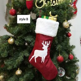 Christmas Stocking Red Xmas Gifts Kids Candy Bag Elk Pocket Hanging Ornaments Christmas Decorations for Home New Year 2022