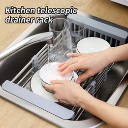 Kitchen Accessories Retractable Drainer Rack Sink Organiser Rack Vegetable Fruit Drainer Basket Rack Storage Tools Dropshipping