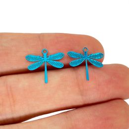 50pcs 15*14mm Small Dragonfly Charms Colourful S.Steel Metal Colour Pendant for Jewellery Making Accessory C4315