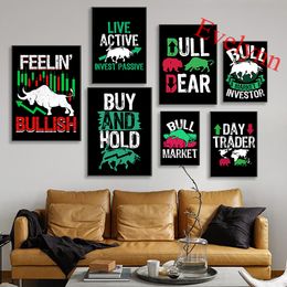 Bear Bull Market Stock Trading Canvas Poster Wall Street Motivational Prints Nordic Home Decor Living Room Wall Art Painting
