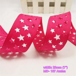 12 Colours to select 10 yards Stars Engraved Hollow Grosgrain Ribbons Quality Tapes for hairbow gift pack clothing Bowknot DIY