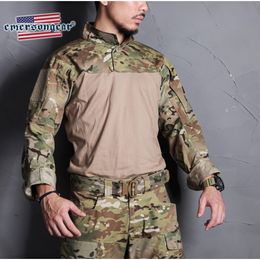Emersongear Tactical Assault Shirt Outdoor Hunting BDU Camoflage Airsoft Traning Mens Tops Shooting Multicam Nylon