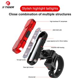 X-TIGER Bicycle Taillight Waterproof USB Charge LED Bike Rear Light Bicycle Cycling Lights Mountain Safety Bike Warning Light
