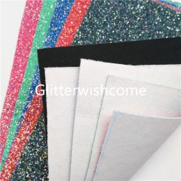 Glitterwishcome 21X29CM A4 Size Pastel Chunky Glitter Leather with Silver Diamonds, Glitter Sheets for Bows, GM3201A