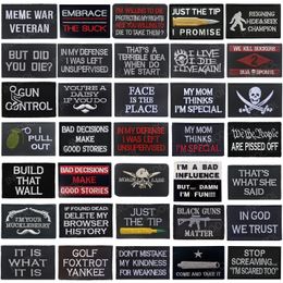 Funny Saying Embroidered Patch Biker Military Patches Tactical Combat Appliqued Emblem Fastener Hook&Loop Full Embroidery Badges