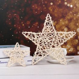 1PC DIY White Rattan Star Indonesian Vine Woven Wreaths Home Ornaments Photography Prop Christmas Decor Wedding Party Supplies