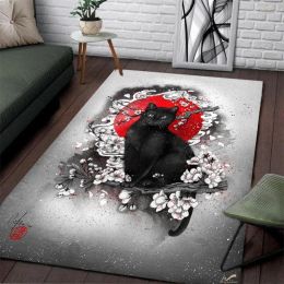 Black and white cat decorative floor mat carpet living room children's bedroom bedside non-slip kitchen bathroom