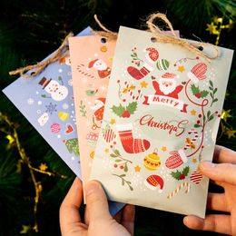 Christmas Advent Calendar Set Countdown Kraft Paper Bags Winter Party Favor Gift Packing Pack Candy Pouch with Xmas Stickers