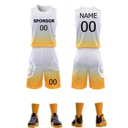 Kids Adult Throwback Jerseys Basketball Set Child Men Training Basketball Uniform Shirts Shorts Suit Gradient Colour Sportswear