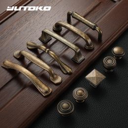 YUTOKO Metal Antique Wardrobe Cupboard Pull Handles Retro Brass 128mm Kitchen Drawer Cabinet Door Handle Furniture Knobs