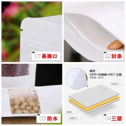 50pcs/lot White Kraft Paper Bag with Translucent Window Water-proof Food Paper Bag Tea Packaging Sachet Kraft Bag