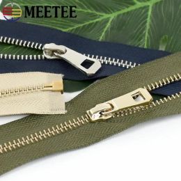 2/5Pcs Meetee 35-85cm 5# Metal Zippers Open-end Auto Lock Zipper for Sewing Jacket Coat Zip DIY Clothing Accessories Tailor Tool