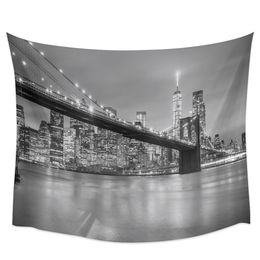 New York City Night Tapestry Wall Hanging Fabric Hippie Beach Blanket Living Room Decor Bedroom Background Carpet Cloth Covering