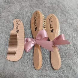 Baby Hair Brush and Comb, Natural Wood Manually Polished Eco Friendly Kids Massage Brush Baby Shower Gift