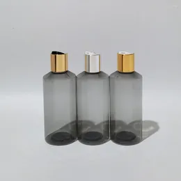 Storage Bottles 30pcs 200ml Empty Grey Plastic Bottle With Gold Aluminium Disc Cap For Skin Care Travel Shampoo Shower Gel Cosmetic