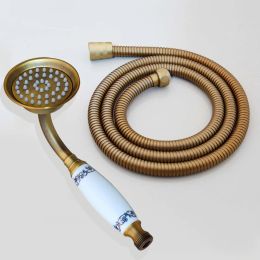 Antique Brass Telephone Style Bathroom Shower Head Water Saving Hand Held Shower Head Spray &1.5m Hose