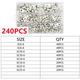 60/170/240Pcs Tinned Copper Cable Lug Kit SC Bare Ring Terminals lugs Seal Battery Wire Connectors Bare Cable Crimped Soldered